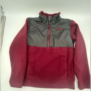 The North Face Kids' burgundy Red and Gray Fleece Pullover quarter zip boys L